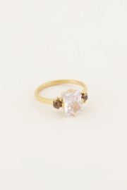 my jewellery ring | we love vintage transparante kristal goud.