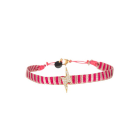 Go Dutch Label armband | roze gestreept met bliksemschicht Goud.