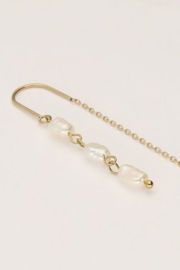 My jewellery Doortrek oorhangers met 3 parels goud