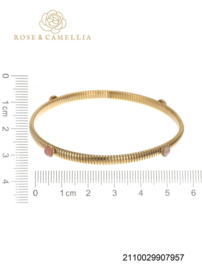 rose en camellia bangle licht roze steen