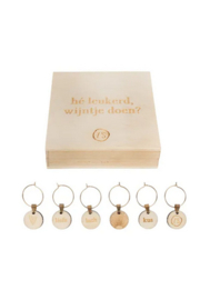 Zusss set van 6 wijnglas hangers | hout.