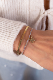 My jewellery Paarse koord armband met cupido hartje