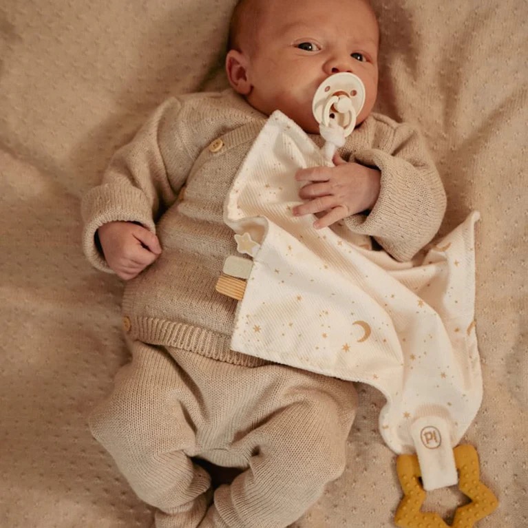 Little dutch newborn naturals knuffeldoekje met bijring
