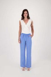 zusss linnen broek recht model lavendelblauw