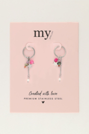 My jewellery oorbellen hoop sterretjes en koordjes zilver
