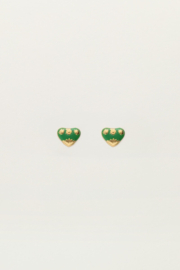 My jewellery oorbellen studs art hart groen goud
