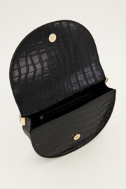My Jewellery zwart half moon crossbody tas met croco print