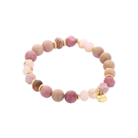 biba armband crystal en natuurstenen kralen roze