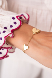 My jewellery armband met twee hartjes goud