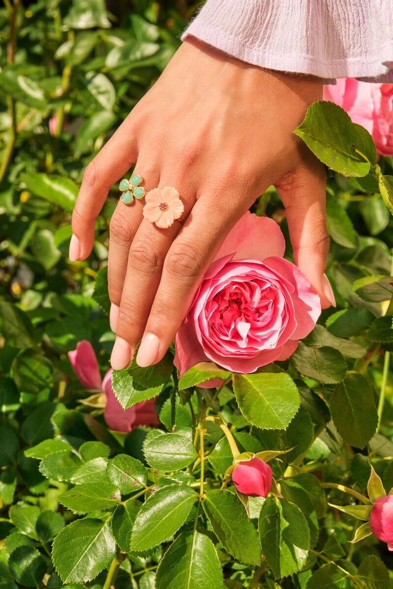 My Jewellery Botanical ring met lichtblauwe klave
