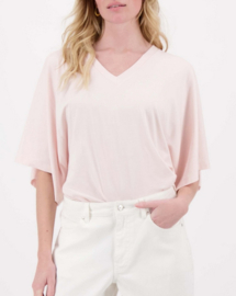 zusss V-hals T-shirt wijde mouw soft pink