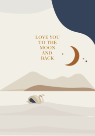 wenskaart Saskia Rasink | love you to the moon and back