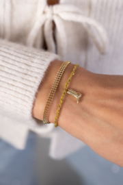 My jewellery Sunrocks gele koord armband met laars goud