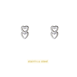 Go Dutch Label oorbellen Double Heart Stud zilver