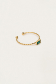 My jewellery Minimalistische ring met vierkante blauwe strass verstelbaar