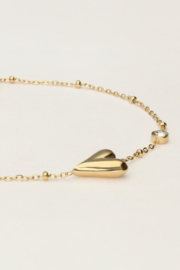 My jewellery armband met hart en strass goud