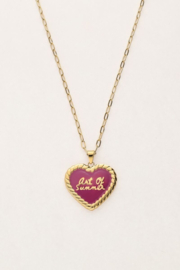 My Jewellery ketting | art schakelketting met fuchsia vintage hart goud
