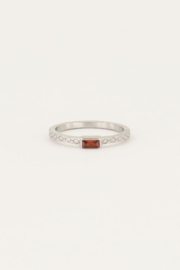 my jewellery ring | Vintage ring rode rechthoek zilver.