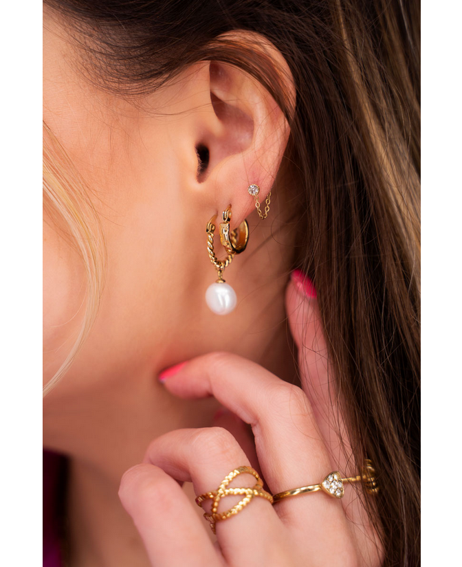 My Jewellery Oorringen gedraaid met zoetwaterparel
