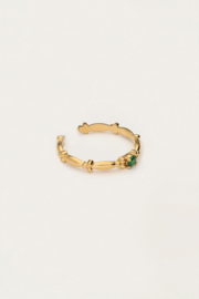 My jewellery Minimalistische vintage ring met groen strass verstelbaar