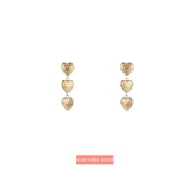 Go Dutch Label oorbellen Triple Hearts Earring - 14K