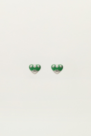 My jewellery oorbellen studs art hart groen zilver