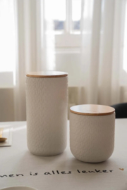 Zusss keramieken bewaarpot met houten deksel hartjes 12cm