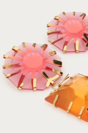 My Jewellery oorbellen statement oorhangers met roze en oranje stenen