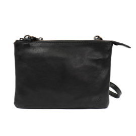 Bear Design | leren schoudertasje / crossbodytas "Sally" zwart