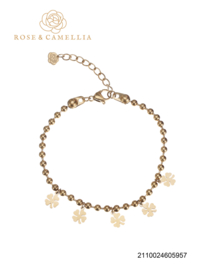 rose en camellia armband 5 klavertjes