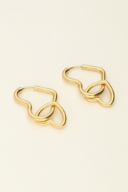 My Jewellery oorbellen | universe dubbel hart goud