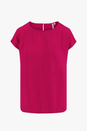 zusss satijnen top met boothals roze rood