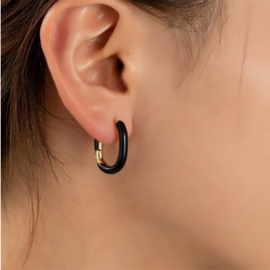 Go Dutch Label oorbellen | emaille ovaal black goud