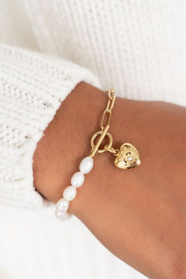My Jewellery Armband met schakels & zoetwaterparel
