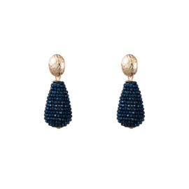 Go Dutch Label oorbellen | full-on beads drop down blue goud