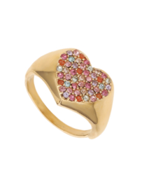 rose en camellia verstelbare ring hart gekleurde strass