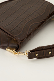 My Jewellery bruin half moon crossbody tas met croco print