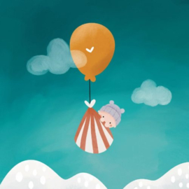 wenskaart studio noorderlicht baby aan ballon