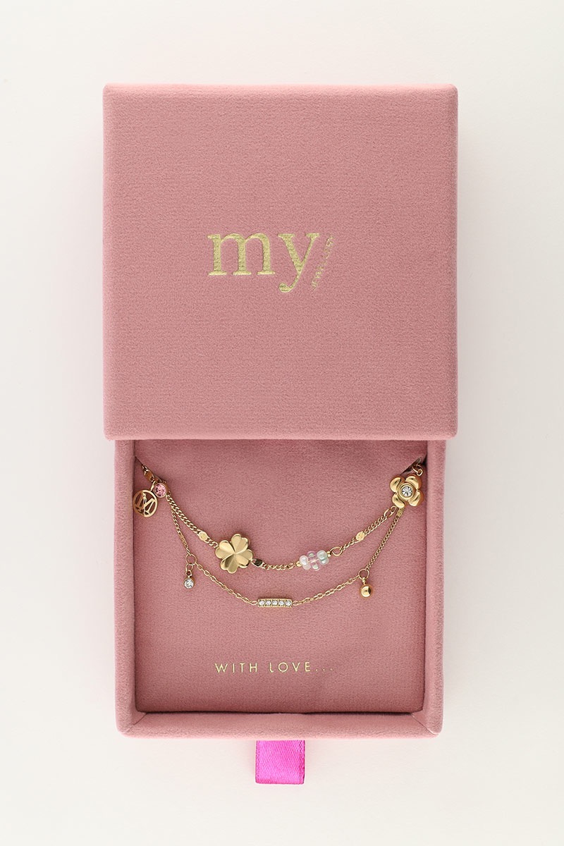 My Jewellery Dubbele armband met bedels "dreams come true" goud