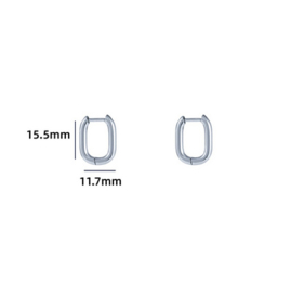 Go Dutch Label oorbellen | oval hoop 2,5 x 16 mm zilver