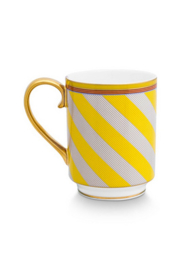Pip studio mug large with ear chique stipes yellow 350 ml