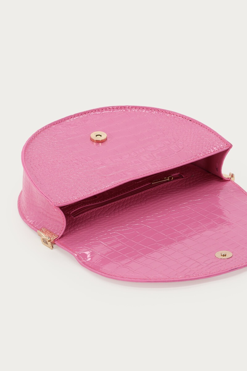 My Jewellery roze half ronde schoudertas met crocoprint