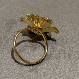 rose & camellia verstelbare ring bloem goud