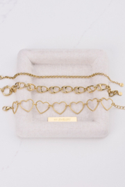 My jewellery armband met hartjes goud