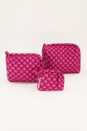 My Jewellery donkerroze toilettas set met lichtroze bloemen
