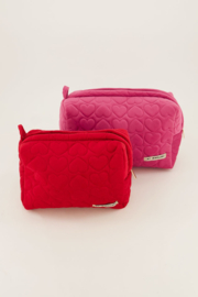 My Jewellery roze en rode toilettassen set met hartjes