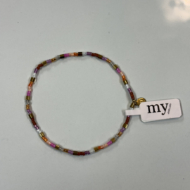 My jewellery armband gekleurde kralen goud