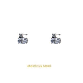 Go Dutch Label oorbellen Sparkle Moon Stud zilver