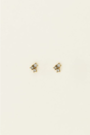 My Jewellery oorbellen Universe studs met vierkante gekleurde steentjes goud