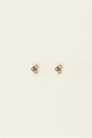 My Jewellery oorbellen Universe studs met vierkante gekleurde steentjes goud
